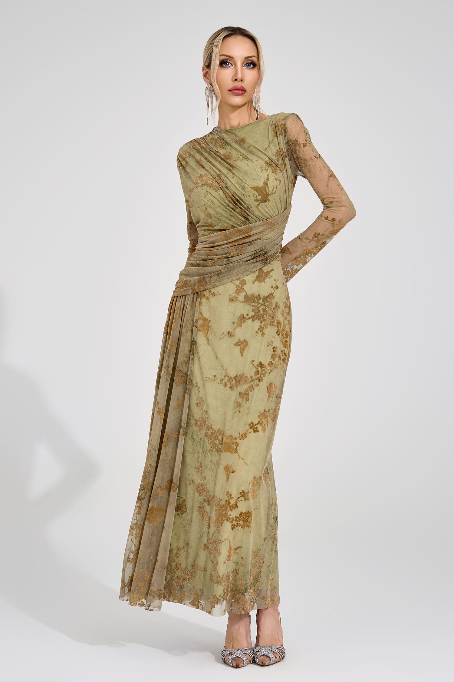 Yarune Green Printed Maxi Dress