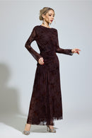 Yarune Dark Brown Printed Maxi Dress