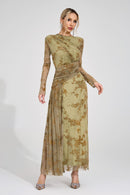 Yarune Green Printed Maxi Dress