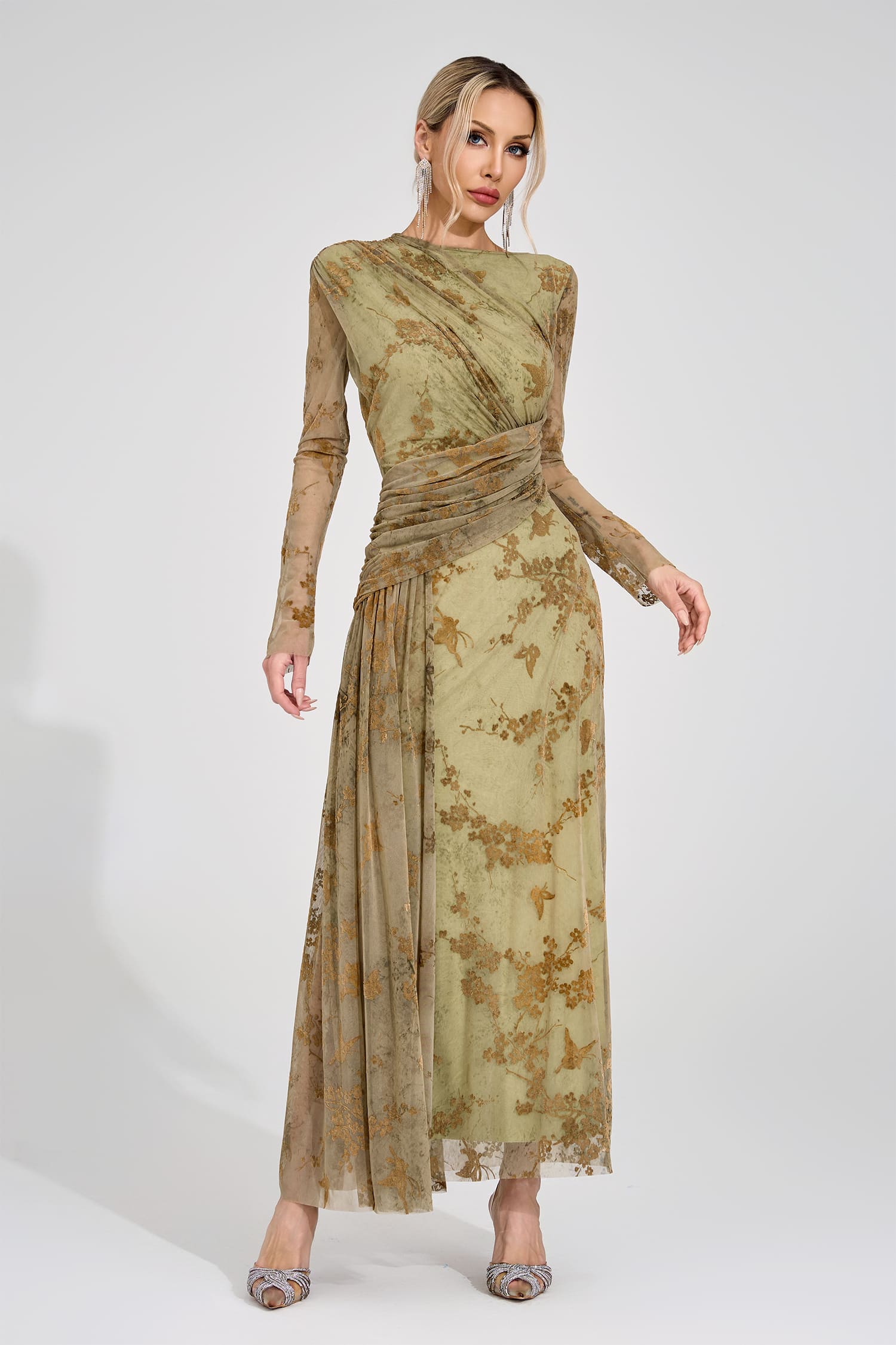 Yarune Green Printed Maxi Dress