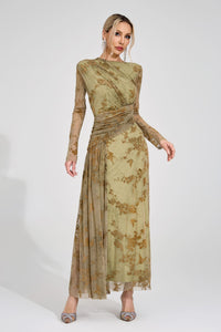 Yarune Green Printed Maxi Dress
