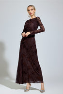 Yarune Dark Brown Printed Maxi Dress