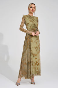 Yarune Green Printed Maxi Dress