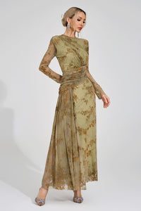 Yarune Green Printed Maxi Dress