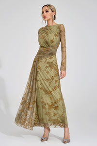 Yarune Green Printed Maxi Dress
