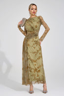 Yarune Green Printed Maxi Dress