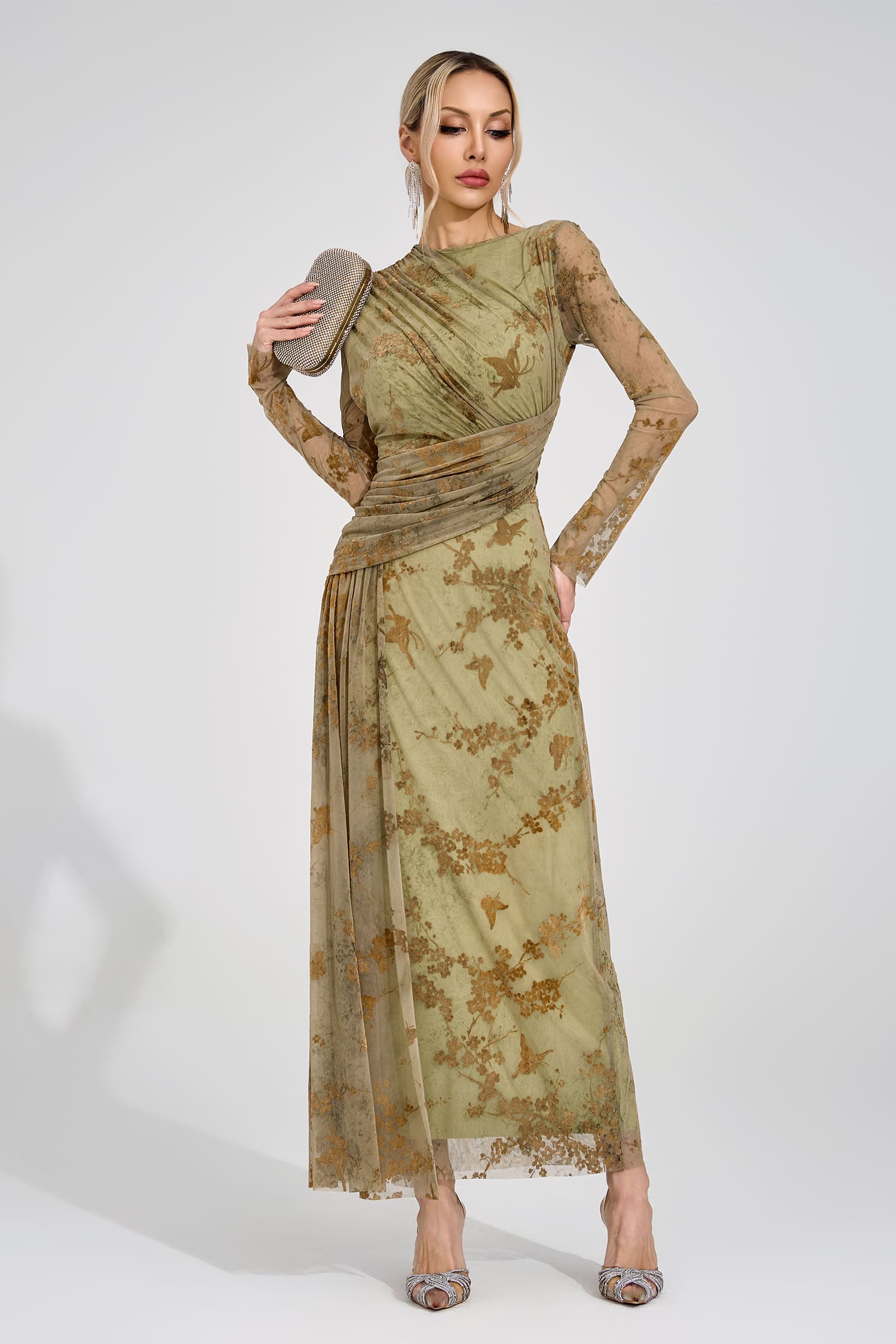 Yarune Green Printed Maxi Dress