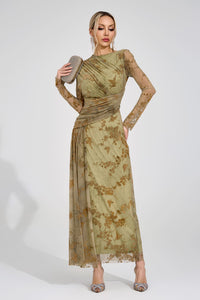 Yarune Green Printed Maxi Dress