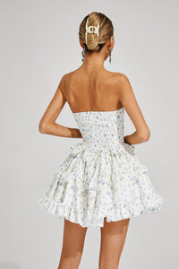 Xyphira Floral Cake Tutu Mini Dress In White