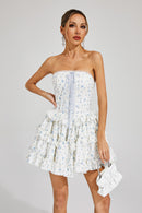 Xyphira Floral Cake Tutu Mini Dress In White