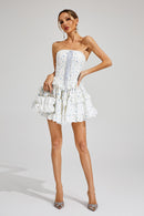 Xyphira Floral Cake Tutu Mini Dress In White