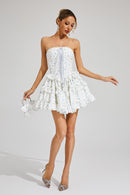 Housman White Floral Cake Tutu Mini Dress