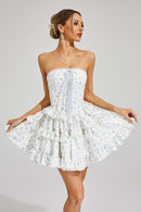 Housman White Floral Cake Tutu Mini Dress