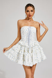 Housman White Floral Cake Tutu Mini Dress