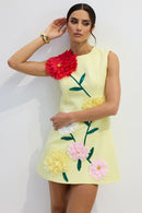 Cesca Floral Applique Sleeveless Mini Dress