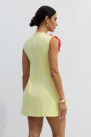 Cesca Floral Applique Sleeveless Mini Dress