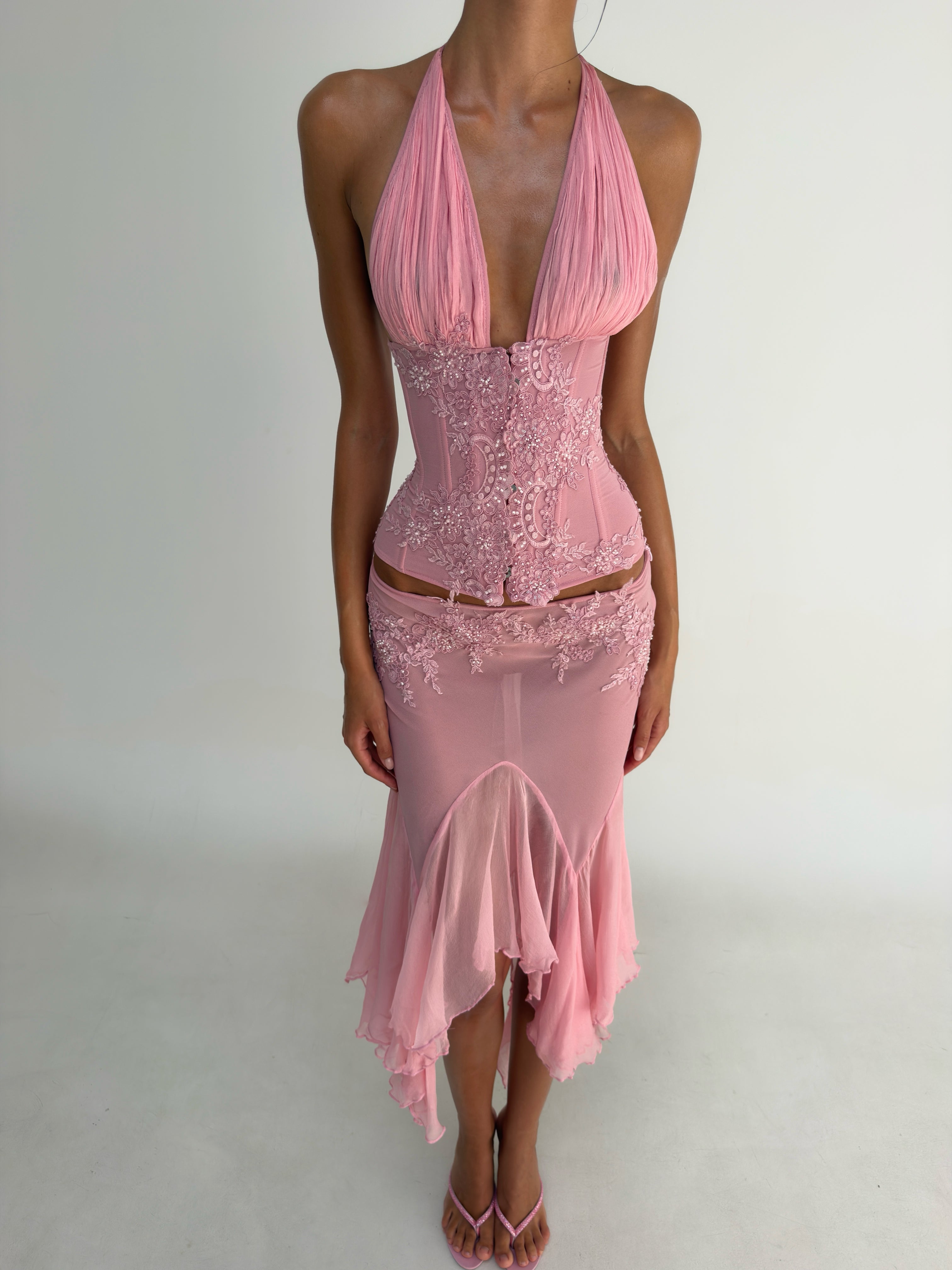 Vaylen Lace Ruffled Skirt Set