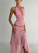 Vaylen Lace Ruffled Skirt Set