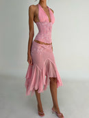 Vaylen Lace Ruffled Skirt Set