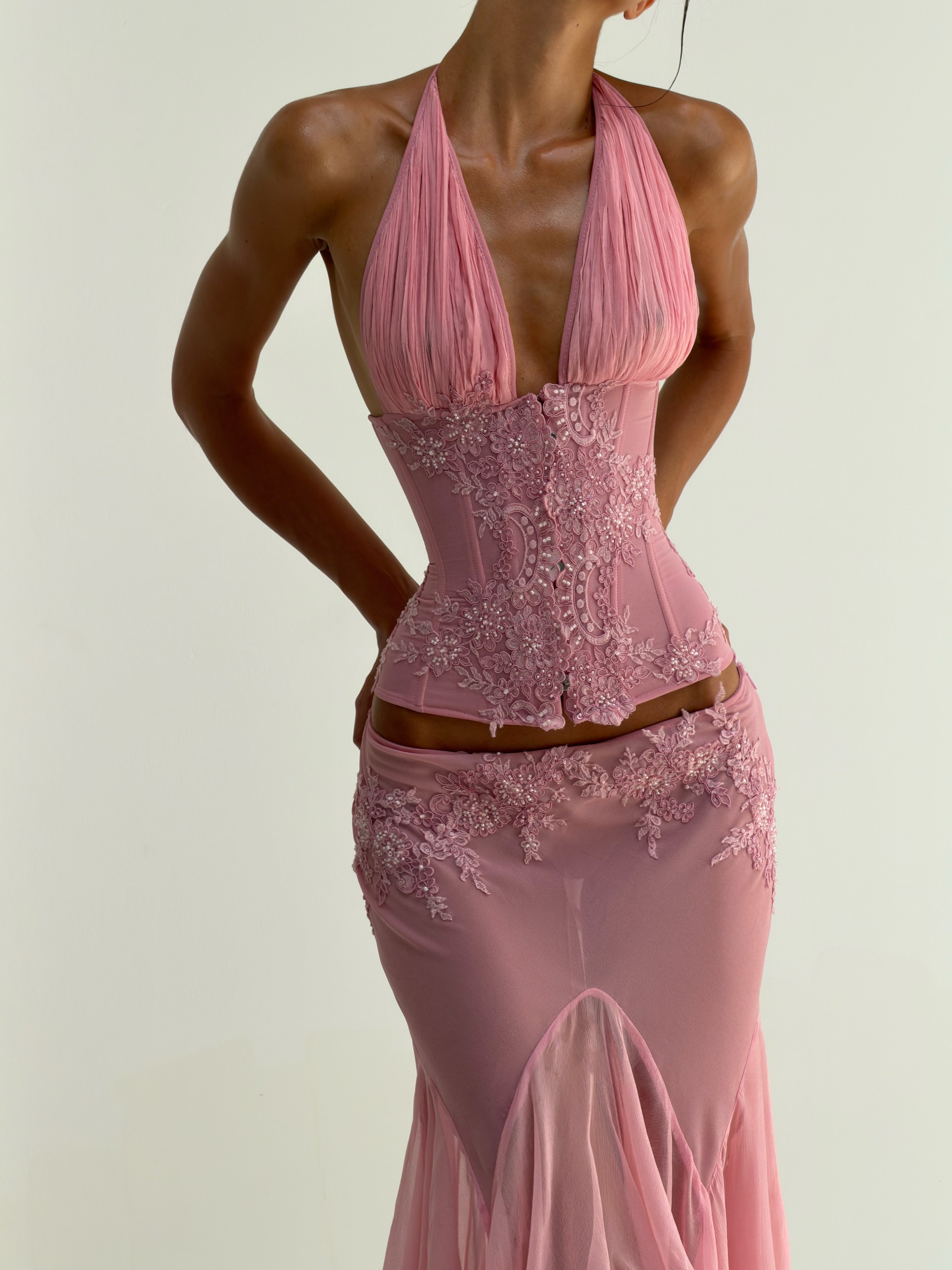 Vaylen Lace Ruffled Skirt Set