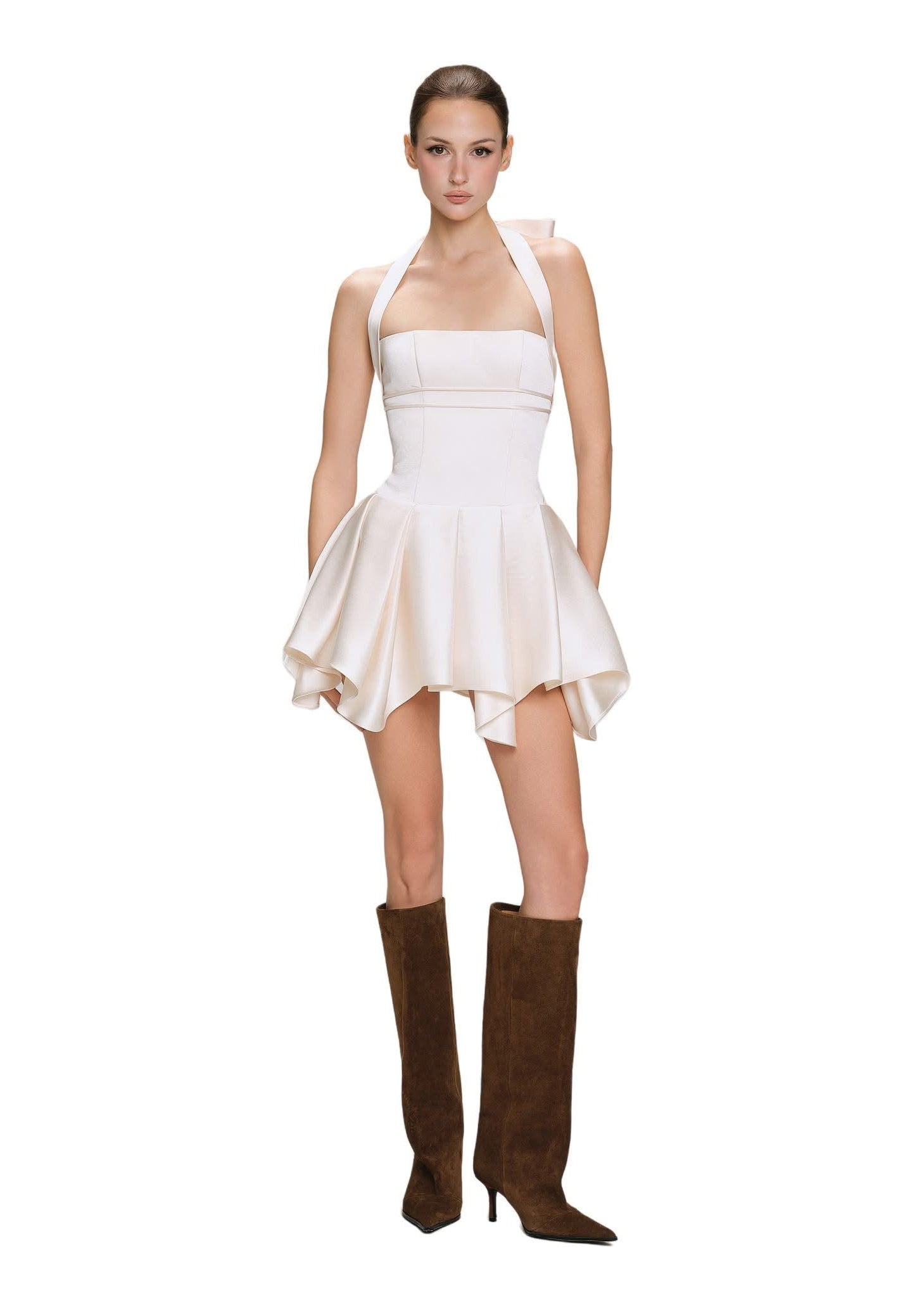Belric Halter-Neck Mini Dress In White