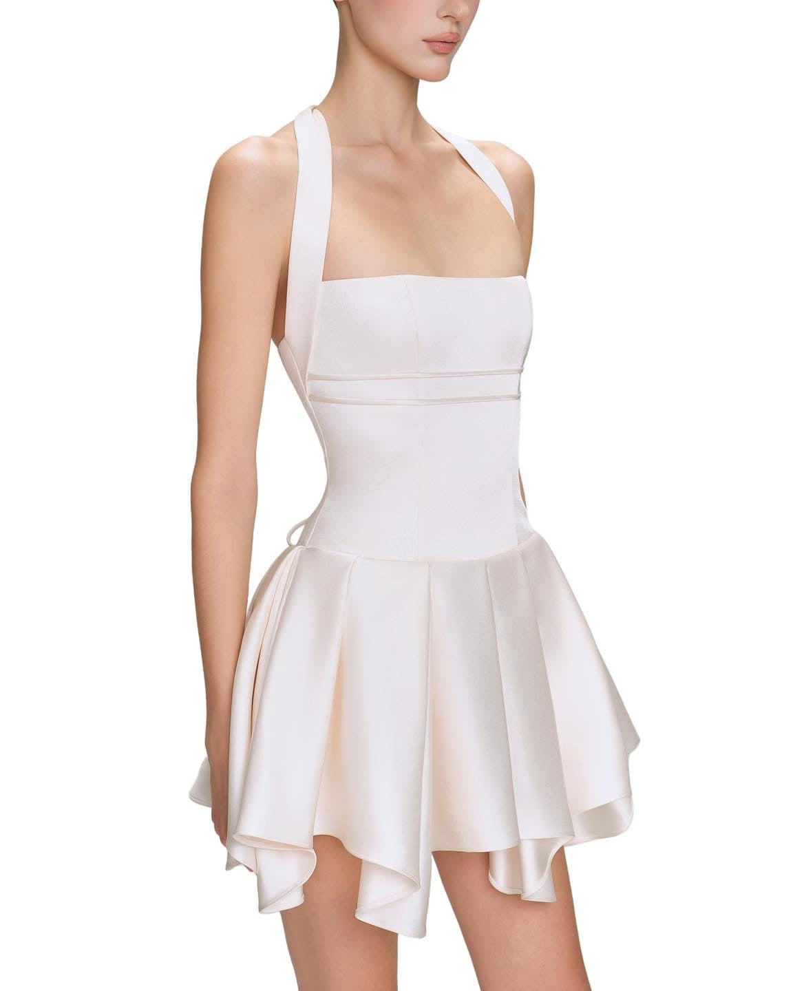 Belric Halter-Neck Mini Dress In White