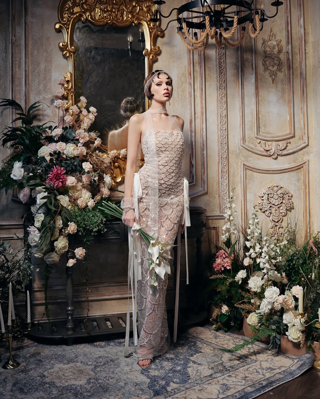 Falenor Sequin Mermaid Wedding Maxi Dress