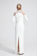 Draevor White Pearl Maxi Dress