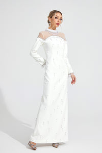 Draevor White Pearl Maxi Dress