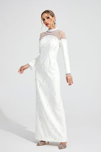 Draevor White Pearl Maxi Dress