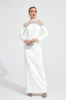 Draevor White Pearl Maxi Dress