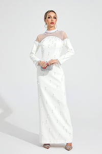 Draevor White Pearl Maxi Dress