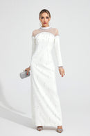 Draevor White Pearl Maxi Dress