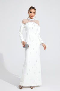 Draevor White Pearl Maxi Dress