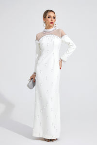Draevor White Pearl Maxi Dress