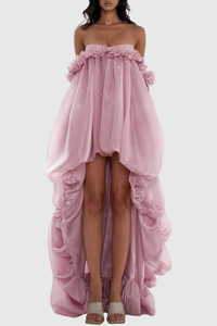 Nytheron Strapless Balloon Maxi Dress In Pink