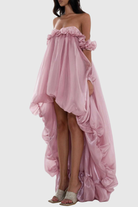 Nytheron Strapless Balloon Maxi Dress In Pink