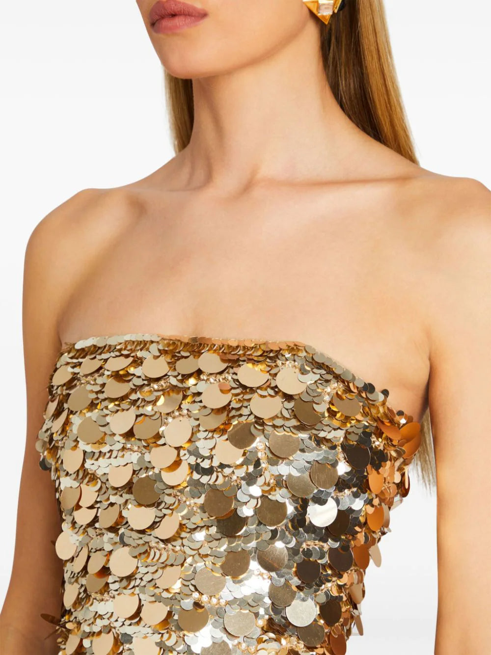 Sydnie Sequin-Embellished Strapless Mini Dress L Sydnie Sequin-Embellished Strapless Mini Dress L