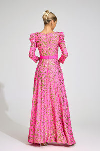 Xyrisza Rose Red Sequin Maxi Dress