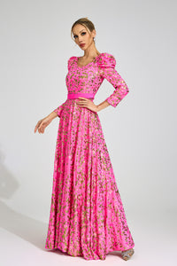 Xyrisza Rose Red Sequin Maxi Dress
