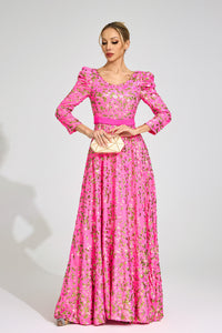 Xyrisza Rose Red Sequin Maxi Dress