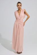 Fredrica Pink Sleeveless Ruched Maxi Dress