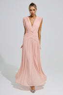 Fredrica Pink Sleeveless Ruched Maxi Dress