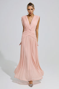 Fredrica Pink Sleeveless Ruched Maxi Dress