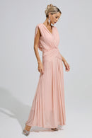 Fredrica Pink Sleeveless Ruched Maxi Dress