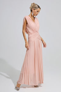 Fredrica Pink Sleeveless Ruched Maxi Dress