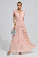 Fredrica Pink Sleeveless Ruched Maxi Dress