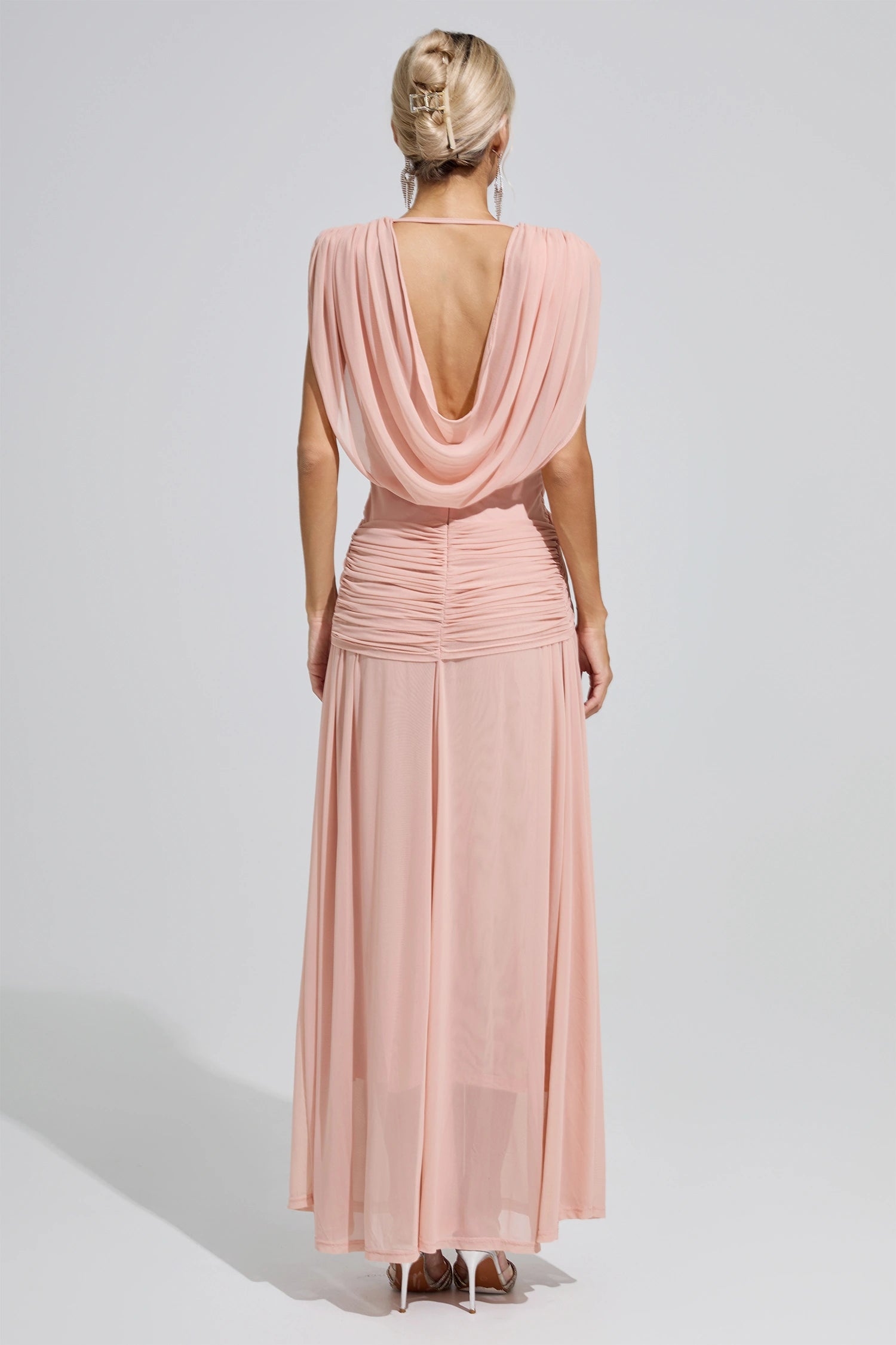 Fredrica Pink Sleeveless Ruched Maxi Dress