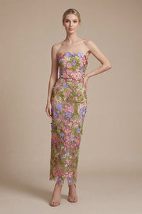 Wyral Floral Strapless Ankle Dress