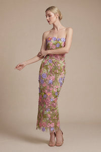 Wyral Floral Strapless Ankle Dress